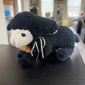 VINTAGE 1988 GUND SHEEP “WOOLIE LAMB” BLACK PLUSH WITH BELL HTF STUFFED ANIMAL